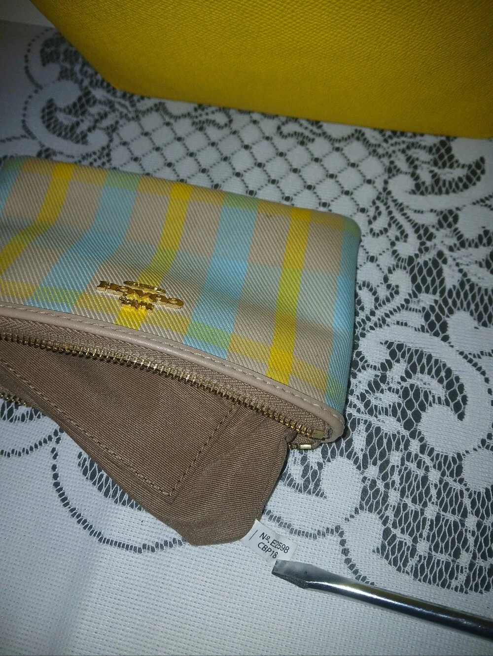 COACH Yellow Crossbody Bag with Plaid Wallet and Card Case